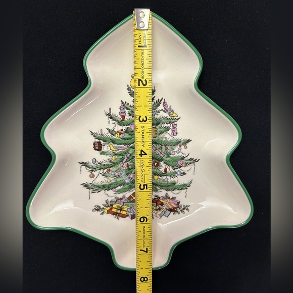 2 Spode Christmas Tree-shaped candy/nut dishes  with green trim New w/o box - Picture 9 of 11